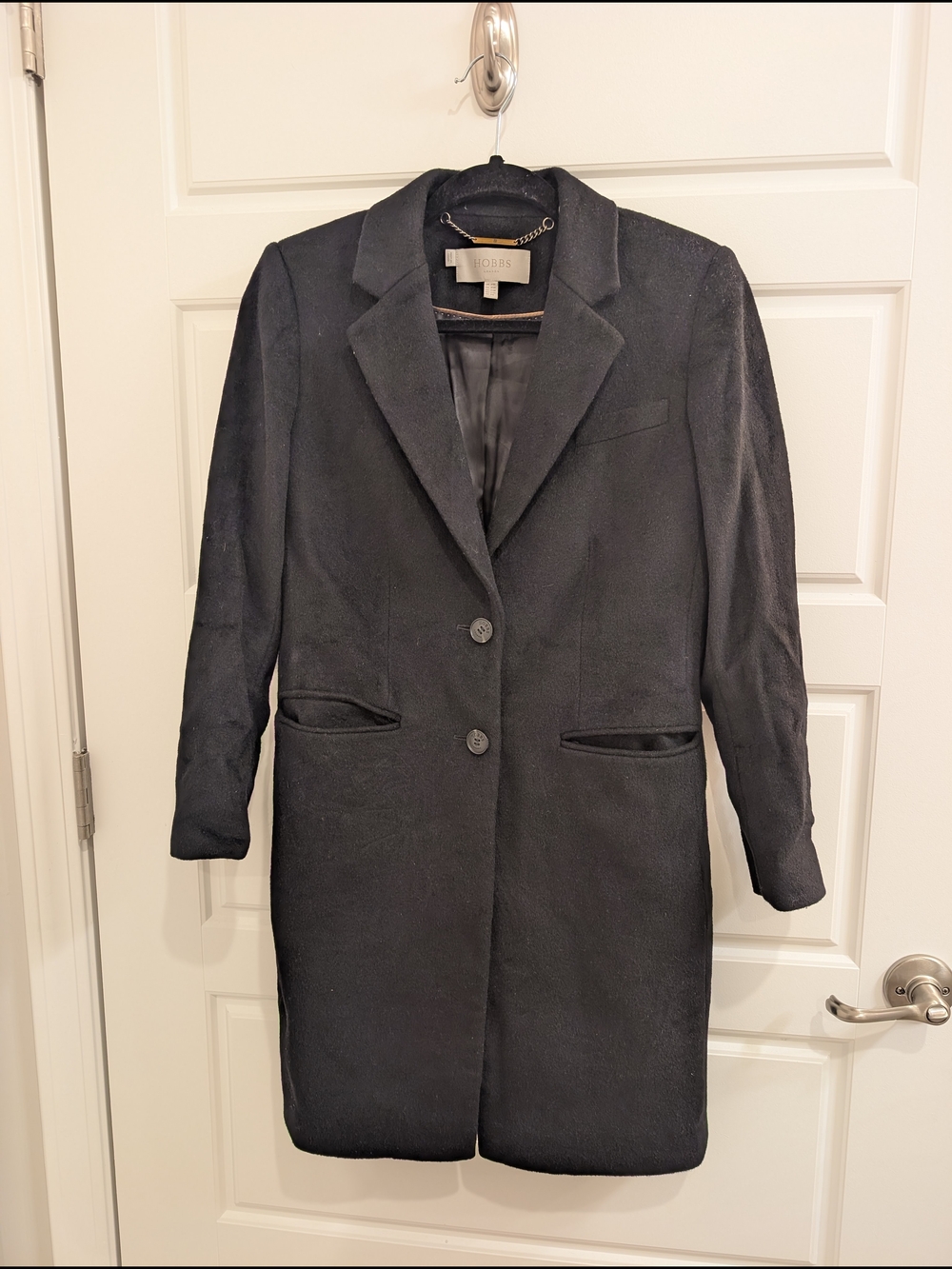 Hobbs London Wool Cashmere Coat, Black Size Petite 6